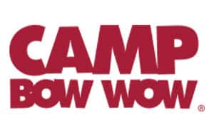 Logo of Camp Bow Wow featuring bold red text with the words "CAMP" and "BOW WOW" in uppercase letters. The design is simple and prominently displays the brand name.