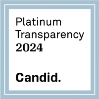A graphic displaying the words "Platinum Transparency 2024" and "Candid." in bold black text on a light blue square background. The image aligns with the Joybound Strategic Plan, emphasizing clarity and openness in the Impact Report 2023-2024.