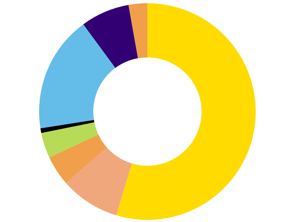 A circular pie chart divided into various colorful segments, representing data distribution related to the Joybound Strategic Plan. The chart includes sections in yellow, blue, purple, green, orange, and more, with a white center.
