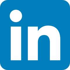 LinkedIn logo featuring a blue background with a white lowercase "in" to the right of a circle. The logo is used to represent the professional networking platform, commonly associated with career development and business connections.