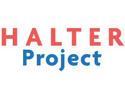 Logo of the Halter Project, featuring the word 'HALTER' in red uppercase letters and 'Project' in blue lowercase letters. The letters are bold and the design is simple, creating a clear visual identity.