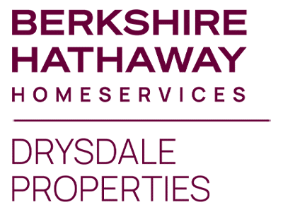 The Berkshire Hathaway HomeServices Drysdale Properties logo in maroon text on a white background, separated by a thin horizontal line.