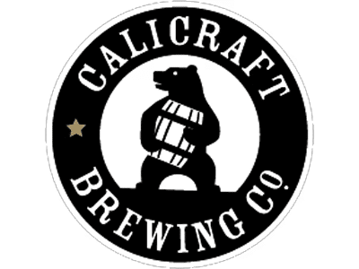 A circular logo featuring a bear holding a beer barrel. Above the bear, the text "CALICRAFT" is displayed, and below it, the phrase "BREWING CO." is shown. The logo has a black and white design with a small gold star to the left of the bear.