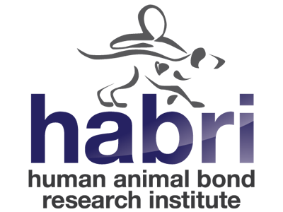 The HABRI logo shows a stylized person and dog above the words “habri human animal bond research institute” on a white background.