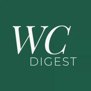 A green square logo with the white serif letters “WC” above the word “DIGEST” in thin uppercase text.